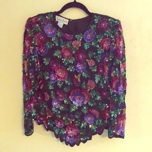Floral Sequined Formal Top